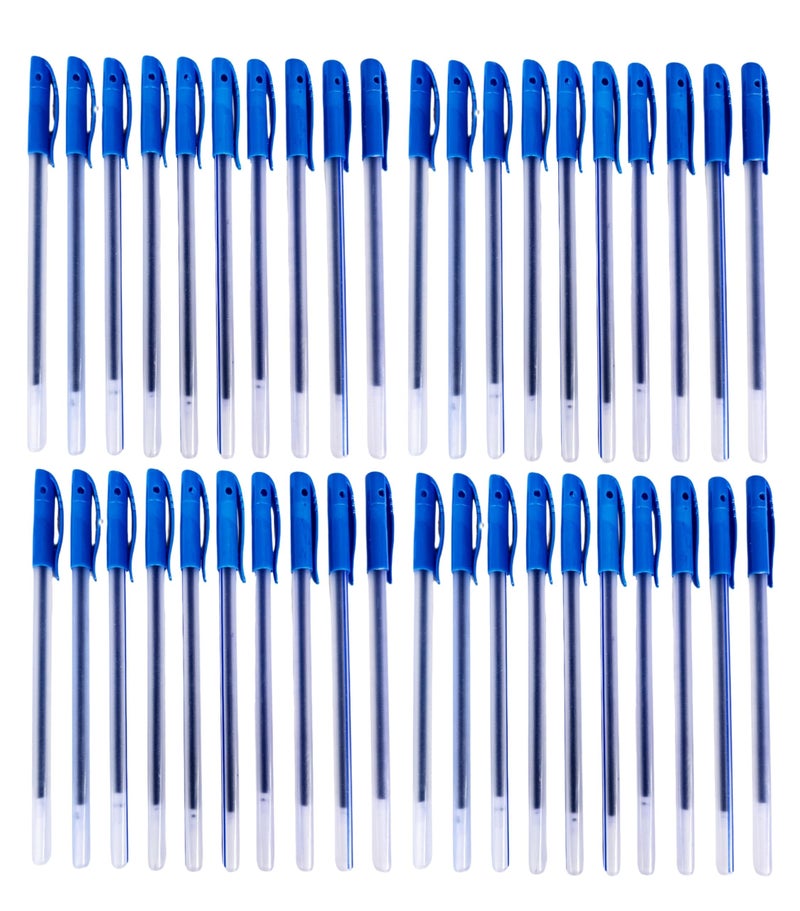SSKR Pack of 40 Pcs Use and Throw Pens | Blue Ink Ball Point Pen 0.7mm Tip for Precision Writing | Smooth Flow of Ink | Smudge Free Writing Experience - Image 1