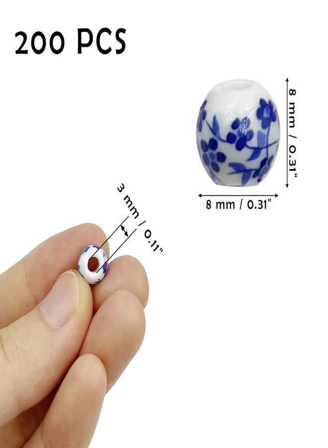metulip About 200 Pcs 8mm Porcelain Blue Flower Printed Ceramic Round Spacer Beads for Handmade Jewelry Making - Image 4
