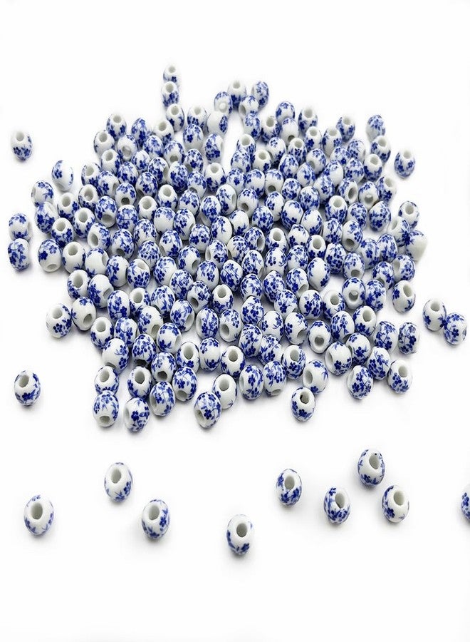 metulip About 200 Pcs 8mm Porcelain Blue Flower Printed Ceramic Round Spacer Beads for Handmade Jewelry Making - Image 2