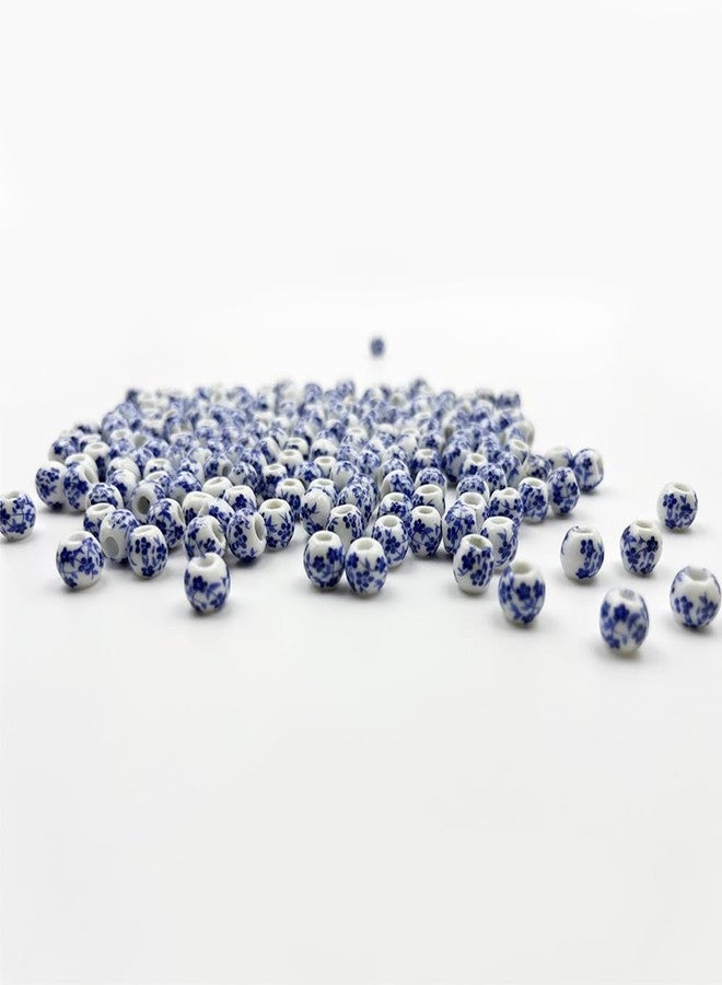 metulip About 200 Pcs 8mm Porcelain Blue Flower Printed Ceramic Round Spacer Beads for Handmade Jewelry Making - Image 3