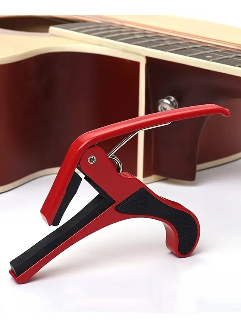 Mike Music Guitar Capo,Quick-Change Capo, 6-String Capo for Acoustic and Electric Guitar, Ukulele, Bass, Banjo, Mandolin,Single Handed Capo, Red Guitar Capo - Image 2