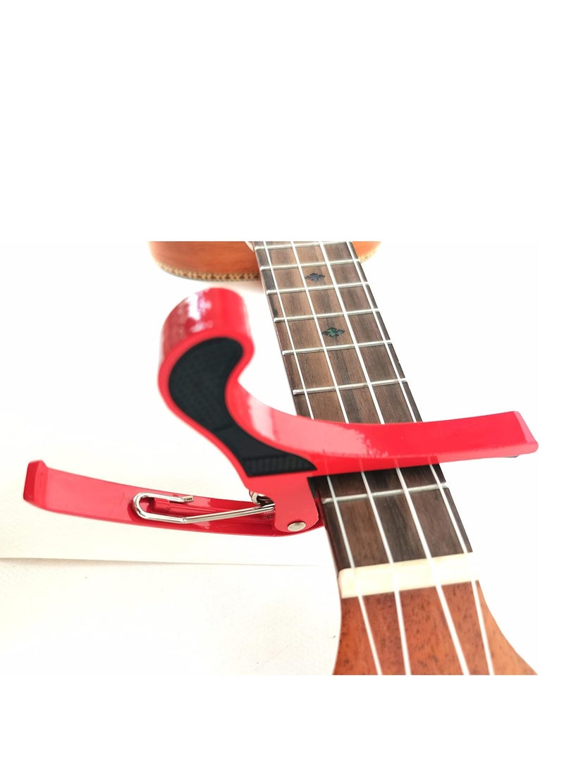 Mike Music Guitar Capo,Quick-Change Capo, 6-String Capo for Acoustic and Electric Guitar, Ukulele, Bass, Banjo, Mandolin,Single Handed Capo, Red Guitar Capo - Image 5