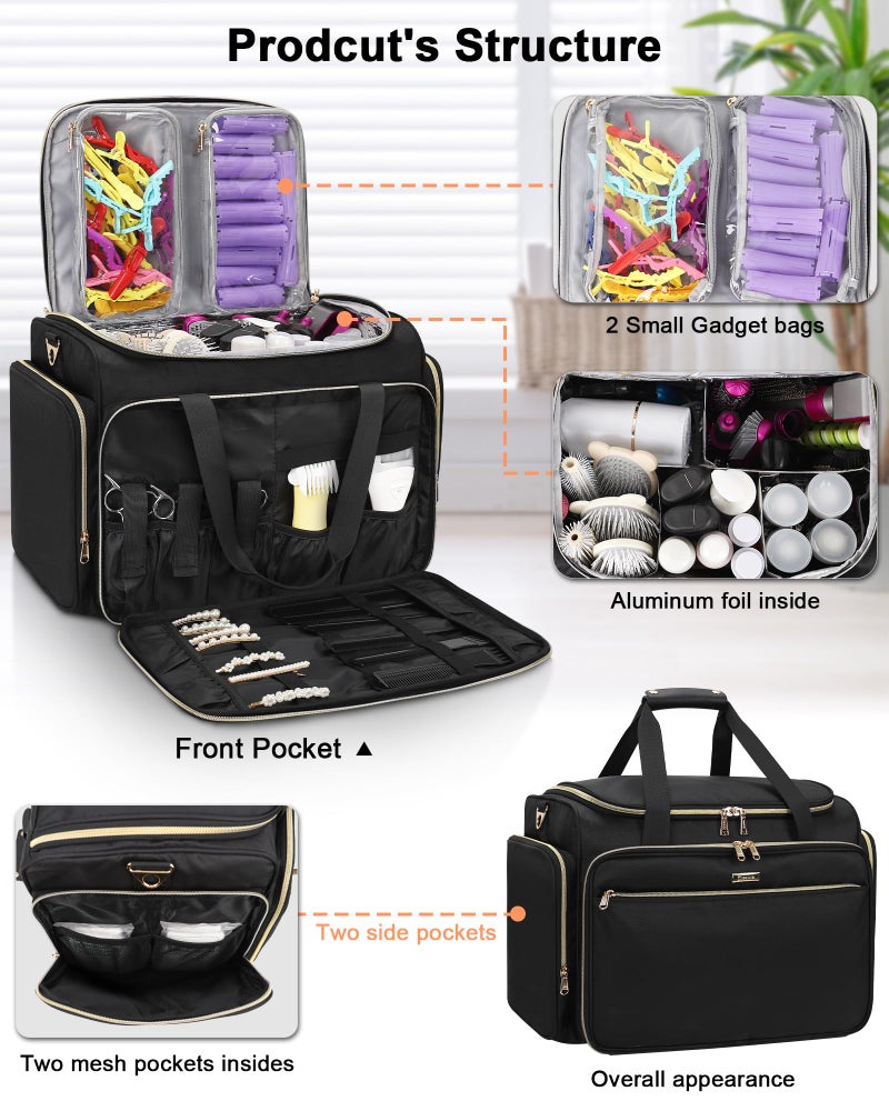 MONSTINA Professional Hairstylist Traveling Bag with Two Detachable Small Bags,Hairdressing Bag Makeup Salon Organizer Bag for Barber Hairdresser Insulation Material - Image 3
