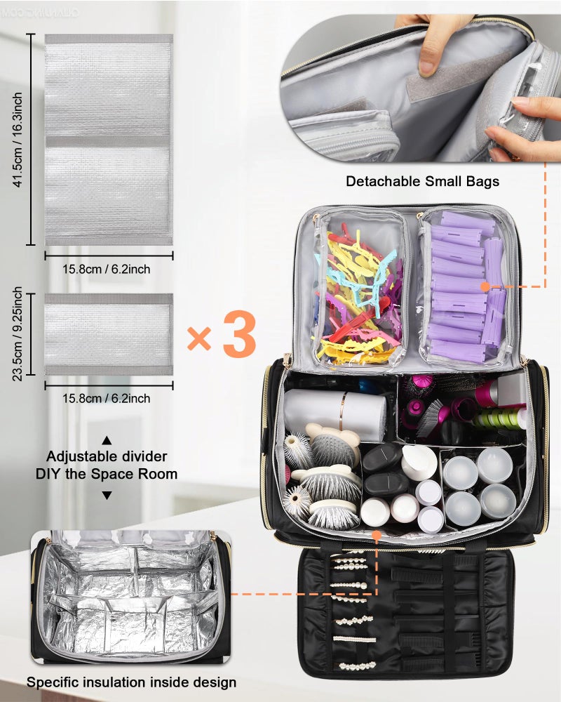 MONSTINA Professional Hairstylist Traveling Bag with Two Detachable Small Bags,Hairdressing Bag Makeup Salon Organizer Bag for Barber Hairdresser Insulation Material - Image 2