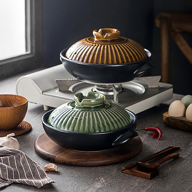 Ceramic Cooking Pot ， Saucepans Clay Pot Cooking Japanese Ceramic Hot Casserole with Lid Earthenware No ramic Stew(1000ml) - Image 2