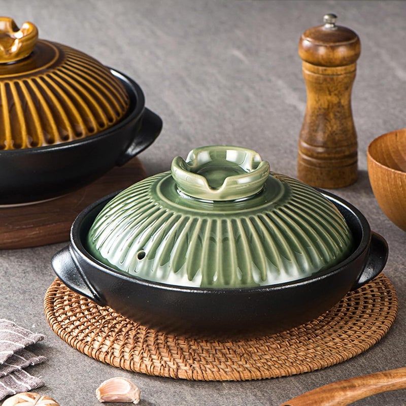 Ceramic Cooking Pot ， Saucepans Clay Pot Cooking Japanese Ceramic Hot Casserole with Lid Earthenware No ramic Stew(1000ml) - Image 3