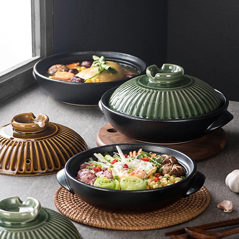 Ceramic Cooking Pot ， Saucepans Clay Pot Cooking Japanese Ceramic Hot Casserole with Lid Earthenware No ramic Stew(1000ml) - Image 4