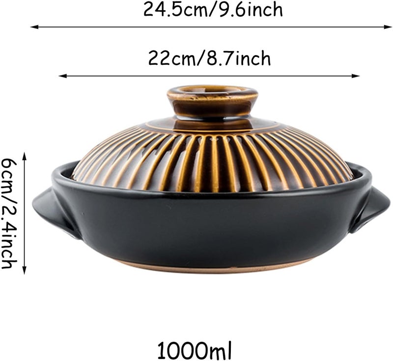 Ceramic Cooking Pot ， Saucepans Clay Pot Cooking Japanese Ceramic Hot Casserole with Lid Earthenware No ramic Stew(1000ml) - Image 5