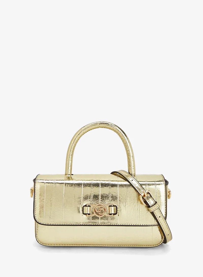 Textured Satchel Bag With Detachable Strap