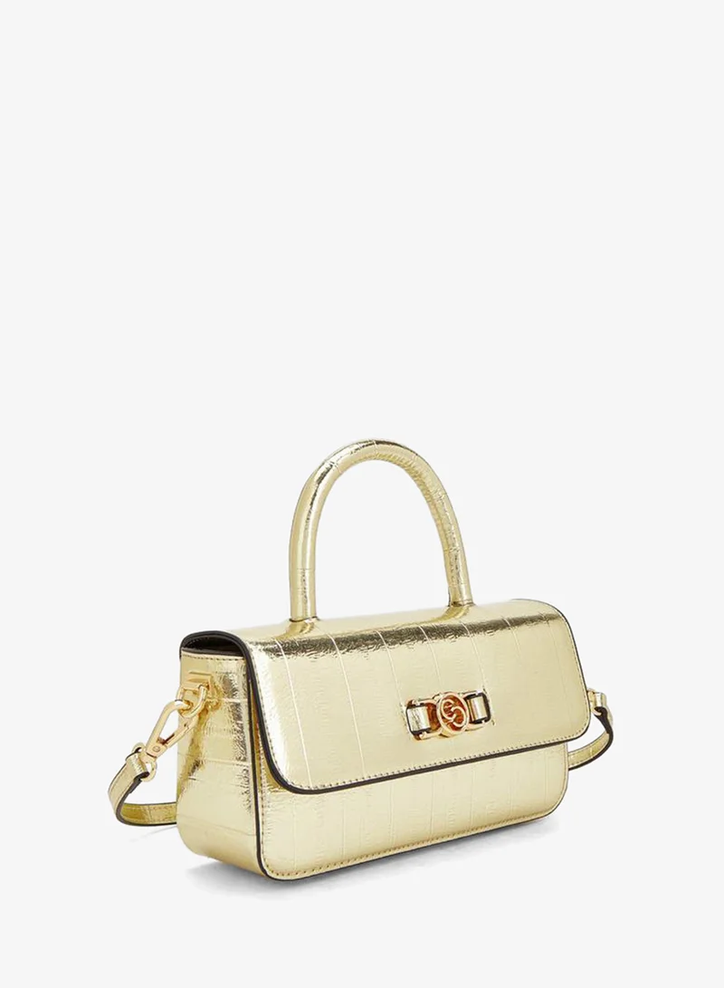 Celeste GOLD Textured Satchel Bag With Detachable Strap for Women | Best Price UAE