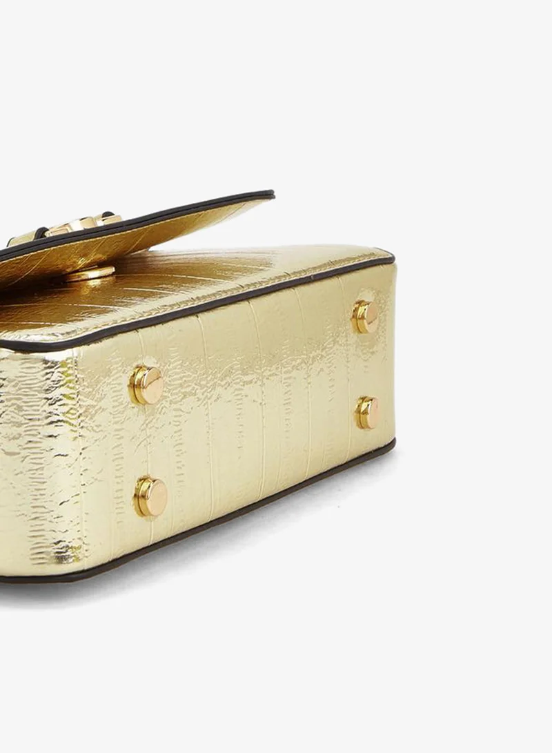 Celeste GOLD Textured Satchel Bag With Detachable Strap for Women | Best Price UAE