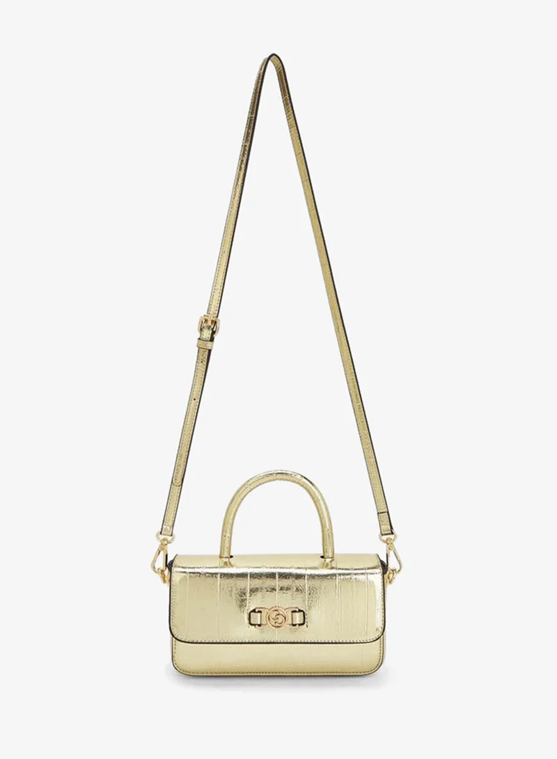 Celeste GOLD Textured Satchel Bag With Detachable Strap for Women | Best Price UAE