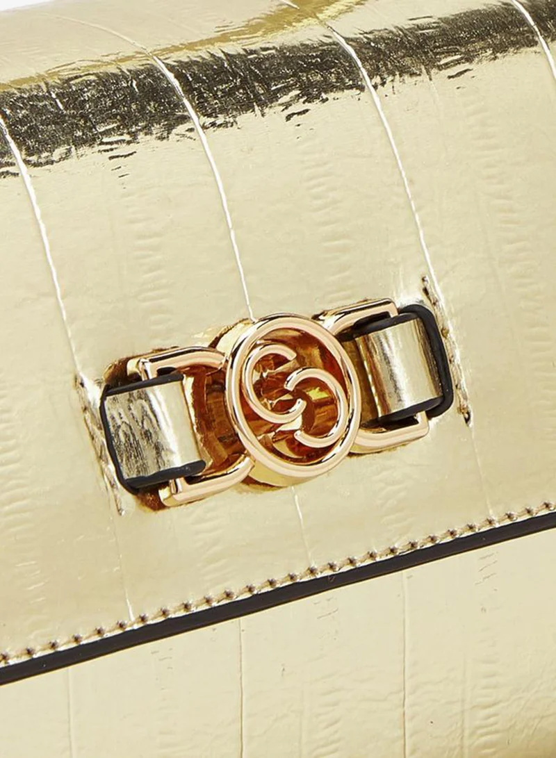 Celeste GOLD Textured Satchel Bag With Detachable Strap for Women | Best Price UAE