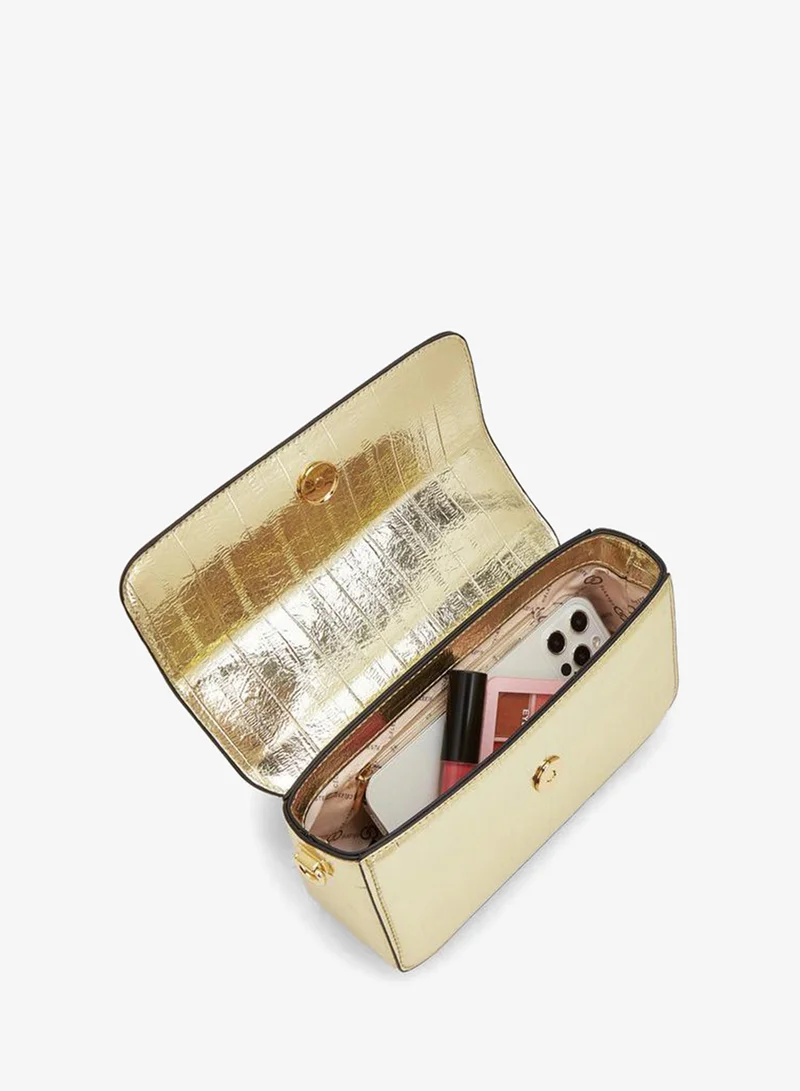 Celeste GOLD Textured Satchel Bag With Detachable Strap for Women | Best Price UAE