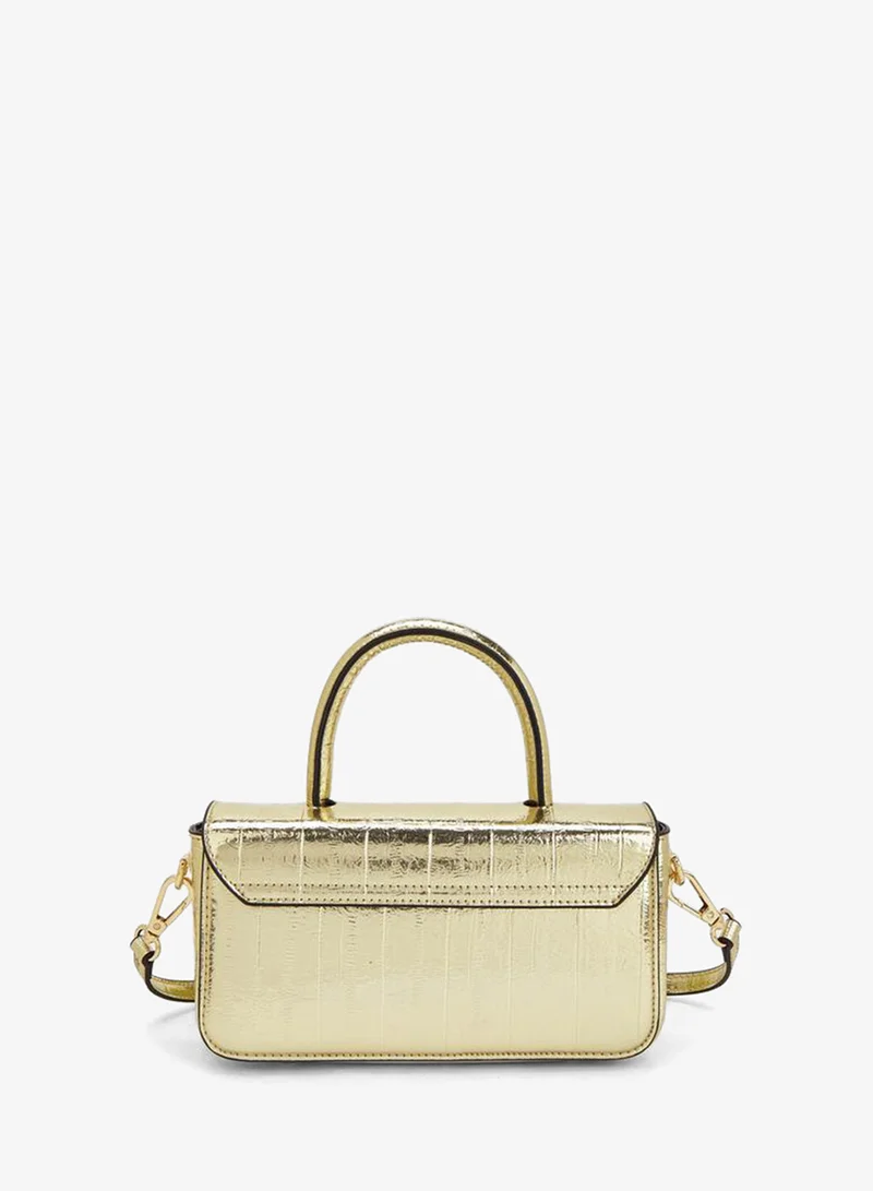 Celeste GOLD Textured Satchel Bag With Detachable Strap for Women | Best Price UAE