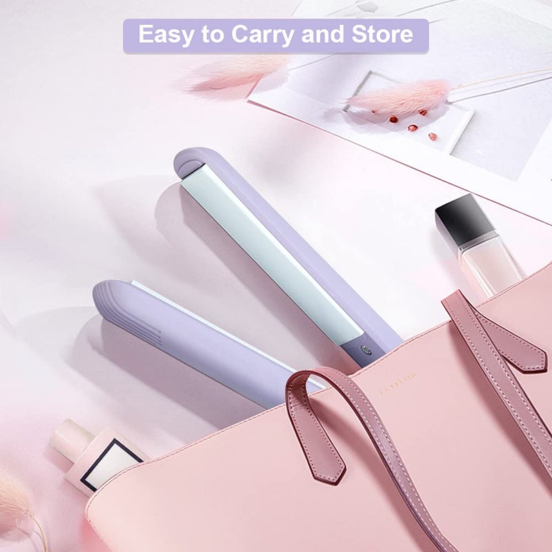 klarako Mini Flat Iron, 4 Colors 2 in 1 Mini Hair Straightener Ceramic Tourmaline Plate Beauty Small Flat Iron Heating Curler Small Mini Hair Straightener Mini Ceramic Hair Curler for Short Hair(Purple) - Image 5
