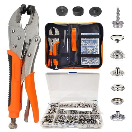 MinliGUY Snap Fasteners Kit, Heavy Duty Fastener Tool and 60-Set 15mm Marine Snaps Stainless Steel for Boat Covers/Tarp/Canvas/Upholstery/Leather Metal Press Studs Replacement, Installation, Repairing - Image 1
