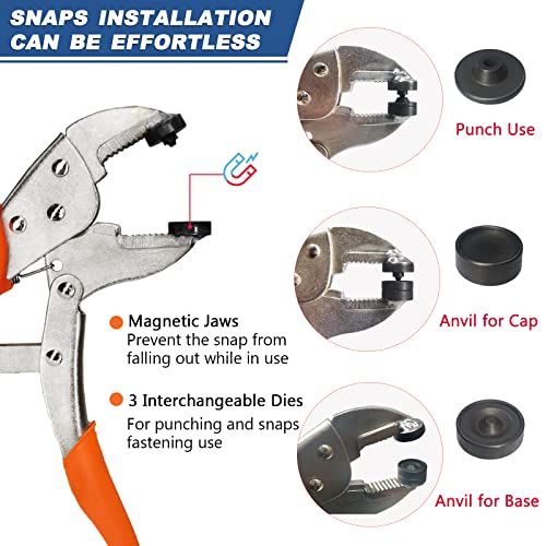 MinliGUY Snap Fasteners Kit, Heavy Duty Fastener Tool and 60-Set 15mm Marine Snaps Stainless Steel for Boat Covers/Tarp/Canvas/Upholstery/Leather Metal Press Studs Replacement, Installation, Repairing - Image 2