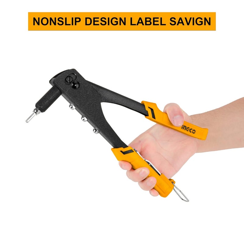 INGCO HR104 Hand Riveter Iron Body HeavyDuty Hand Riveter Applicable 4 Size Rivet HeadsNot Include Hand Riveter Set for Metal Free Interchangeable Heads 1 Set - Image 2