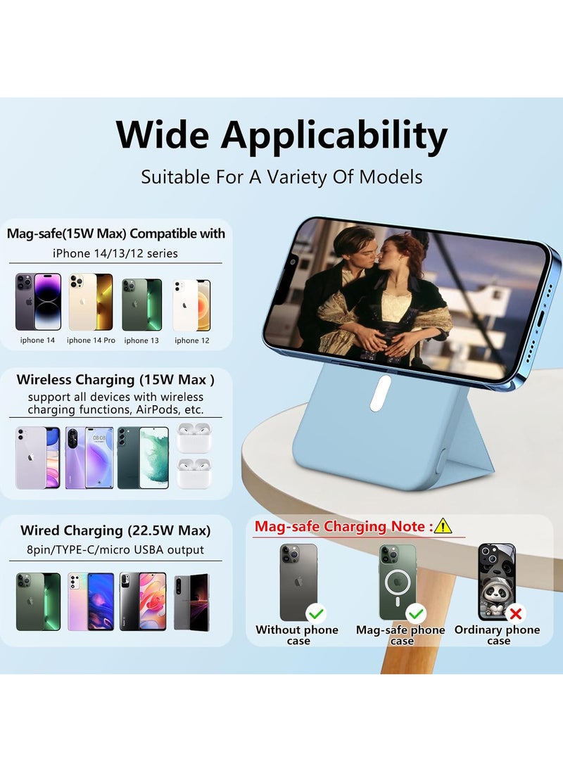Generic - Wireless Magnetic Power Bank 10000mAh, Mag Safe Battery Pack with Foldable Stand, PD 22.5W Fast Charging Mag Safe Portable Charger with USB C Cable LED Display for iPhone 16/15/14/13 Series - Image 1