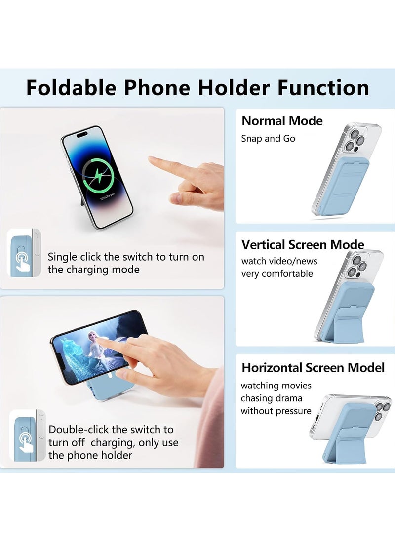 Generic - Wireless Magnetic Power Bank 10000mAh, Mag Safe Battery Pack with Foldable Stand, PD 22.5W Fast Charging Mag Safe Portable Charger with USB C Cable LED Display for iPhone 16/15/14/13 Series - Image 1