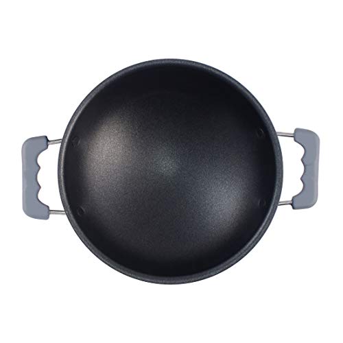 Wonderchef Appachetty Breakfast Pan with Lid | Nonstick Cookware | Appachatty | Chetty Pan | Appam Patra | Round Bottom Kadai | 3mm Thick | Black 22 cm | 1 Year Warranty - Image 3