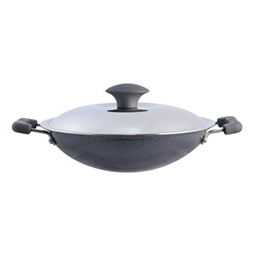 Wonderchef Appachetty Breakfast Pan with Lid | Nonstick Cookware | Appachatty | Chetty Pan | Appam Patra | Round Bottom Kadai | 3mm Thick | Black 22 cm | 1 Year Warranty - Image 1