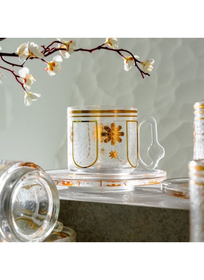 DANUBE HOME Jannat 12-Piece Cup And Saucer Set 230Ml Elegant And Durable Porcelain Cups And Saucers Perfect For Tea Coffee And Hot Beverages Serve 6 People Ideal For Special Occasions  - Image 1