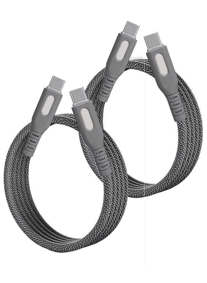 CATANES 2Packs USB-C to USB-C Magnetic Charging Cable (1M) - PD Fast Charge, Detachable & Tangle-Free Design - Dark Grey - Image 1