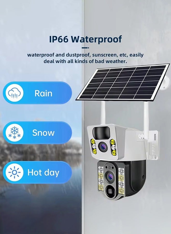 Momozone كاميرا أمان IP بشريحة SIM 4G LTE، كاميرا مزدوجة العدسة بدقة 4K، لوحة شمسية، رؤية ليلية في الخارج، كاميرا تصوير بتقنية PTZ، رؤية ليلية IR ملونة، نظام مراقبة بجهاز استشعار مزدوج واكتشاف الحركة، مزودة بلوحة شمسية. - Image 5