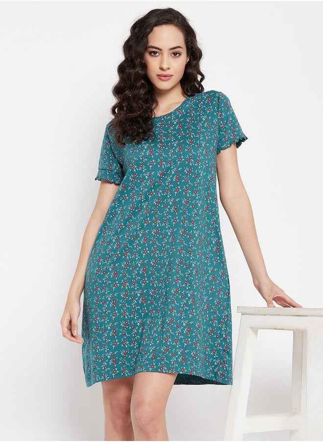 Cotton Floral Print Nightdress with Side Pocket - pzsku/ZC065606067FD8AA40B47Z/45/_/1729844688/ad239727-e7a4-4d8e-8200-a8cfc923f34e