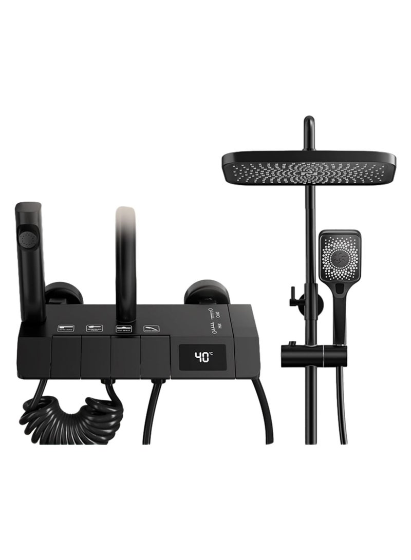 دوركو نظام دش مثبت على الحائط بشاشة رقمية ذكية لسقوط الأمطار مع محول زر مفاتيح البيانو، مجموعة دش كومبو ارتفاع قابل للتعديل، B-82 - Image 1