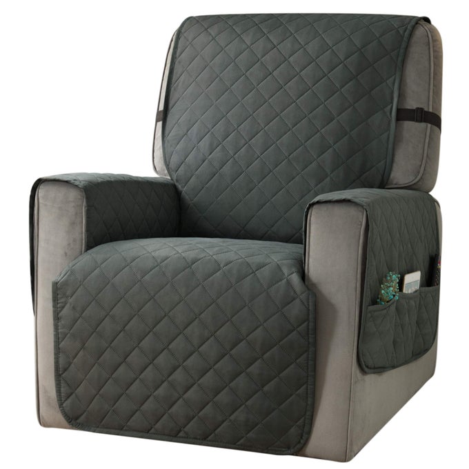Recliner Cover for Dogs Seat Width to 25 InchReversible Fabric Small Chair Sofa Protector with Elastic StrapsNonSlip Armchair Cover for Pets and KidsSmallGrey