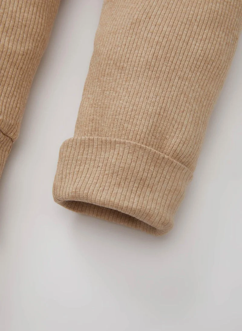 DeFacto Short Sleeve Snap-Up Bodysuit With Ribbed Scarf 3-Piece Set