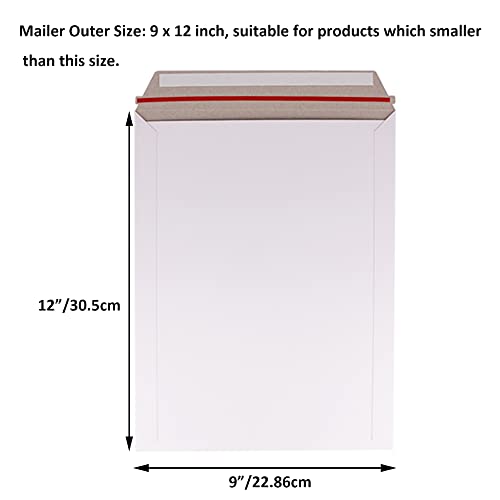 zmybcpack 100 Pack 9X12 inch Self Seal Photo Document Mailers Stay Flat White Cardboard Envelopes White Photography Mailersfor CD, Photos, Document - Image 2