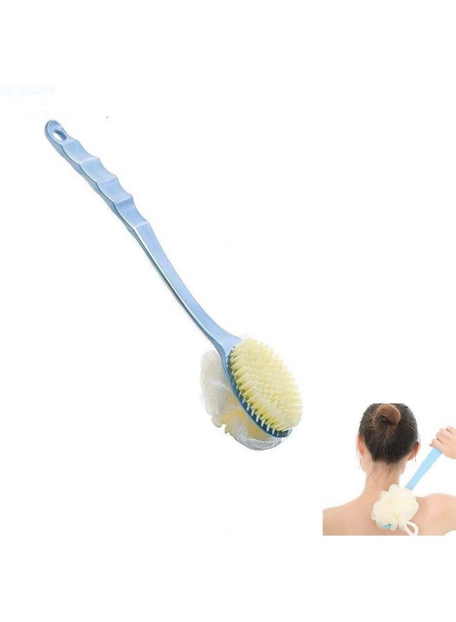 Kytaste 2 In 1 Soft Loofah With Long Handle Shower Bath Brush, Face Massage Brush, Back Scrubber For Wet Or Dry, Men & Women Body, (Pack Of 1) - Image 1