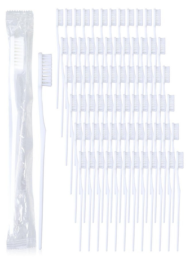 Lemecima 100 pcs Bulk Toothbrushes Individually Wrapped, White Manual Disposable Travel Toothbrush for Adult, Soft Bristles for Homeless,Travel, Hotels - Image 1