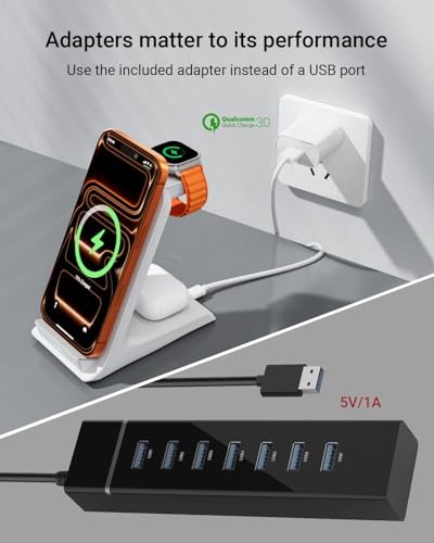Eazpower Wireless Charger for Thick Cases of 10MM/Otterbox/Heavy Duty, 3 in 1 Charging Dock for iPhone 17 16 15 14 Pro Max, Phone Stand Charging Station for Multiple Devices for Apple Watch/AirPods - Image 4