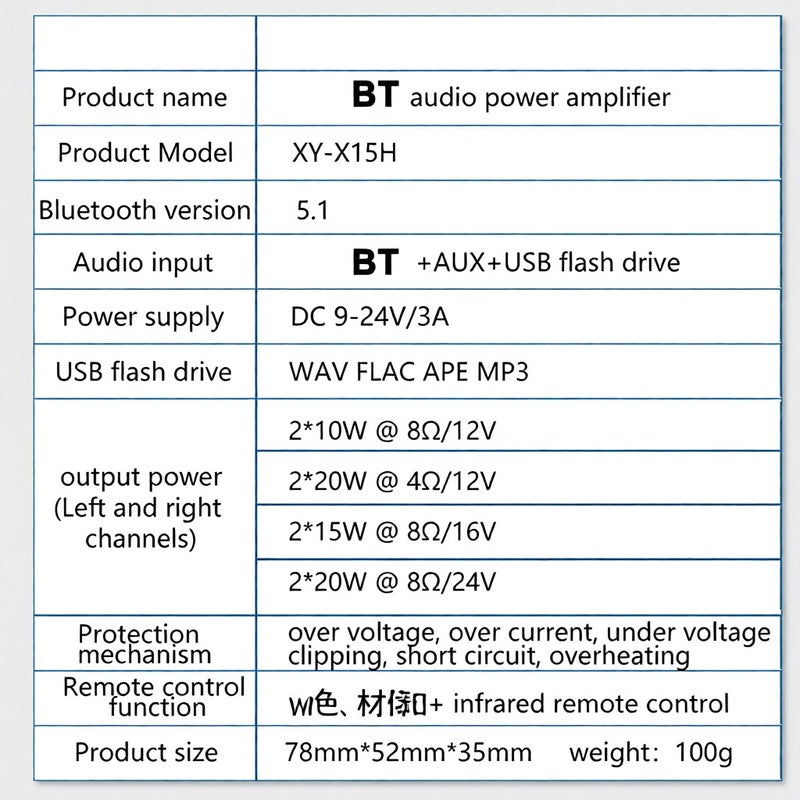 لوحة مكبر الصوت الاستريو X15H 15W بمصدر طاقة 12/24V - وحدة تكبير الصوت بدخولات سماعة صوتية وبلوتوث وشاحن AUX بطول 3.5 مم وذاكرة USB وشاشة USB U - تدعم تطبيق Sinilink والتحكم عن طريق جهاز التحكم عن بعد - Image 4