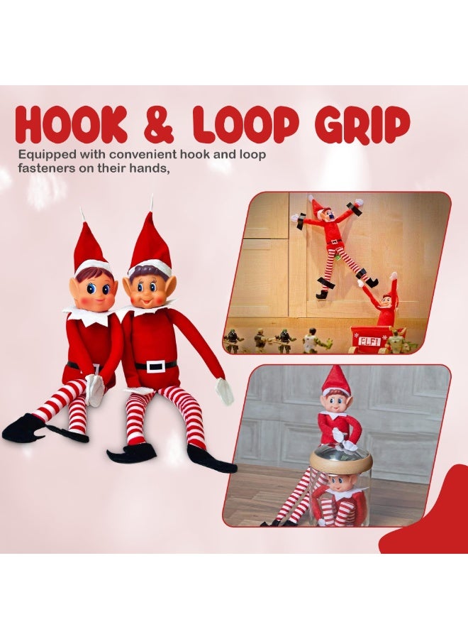 TAPIT 2PCS Christmas Elf on The Shelf Boy Girl Set, 16” Playful Naughty Elves Dolls with Vinyl Face for Christmas Decorations & Kids Gifts - Image 2