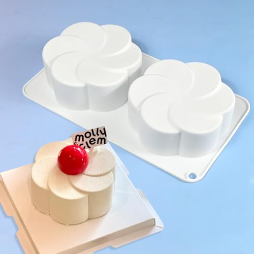 mostsom Non-Stick Silicone Chocolate Molds, 3D Fan-shaped Flower Baking Mold for Cake, Jelly, Dessert, Biscuit, Dome Mousse, French Pastry Chocolate & Mousse Cake Making (D_ Fan-shaped Flower) - Image 1