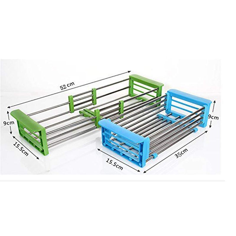 Whitecloud TRANSFORMING HOMES Whitecloud TRANSFORMING HOMES® ITN- 278-23 Stainless Steel Kitchen Sink Drain Shelf Rectangle Rack for Vegetable; Fruit (15.7x9x50 cm) Stainless Steel,Plastic  - Image 4