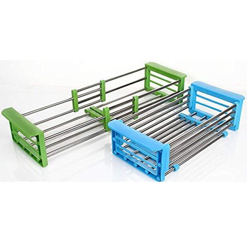 Whitecloud TRANSFORMING HOMES Whitecloud TRANSFORMING HOMES® ITN- 278-23 Stainless Steel Kitchen Sink Drain Shelf Rectangle Rack for Vegetable; Fruit (15.7x9x50 cm) Stainless Steel,Plastic  - Image 1