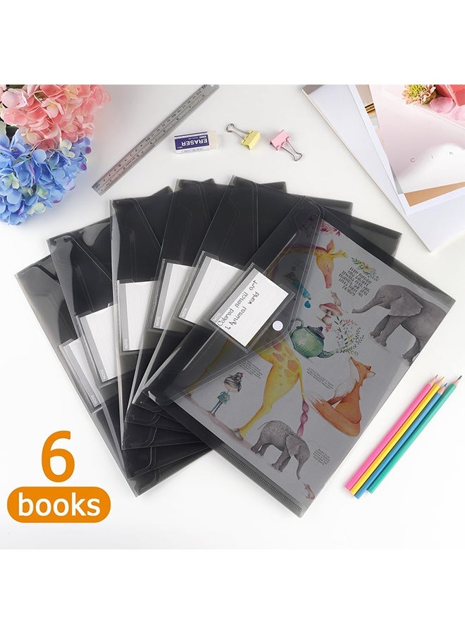 Sweet Life 6 Pack Plastic Envelopes Poly Envelopes, Clear Document Folders Plastic File Folders for Home Work Office Organization, Letter Size/A4 Size(Dark Grey) - Image 4