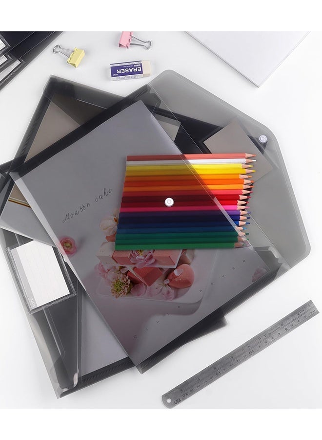 Sweet Life 6 Pack Plastic Envelopes Poly Envelopes, Clear Document Folders Plastic File Folders for Home Work Office Organization, Letter Size/A4 Size(Dark Grey) - Image 2