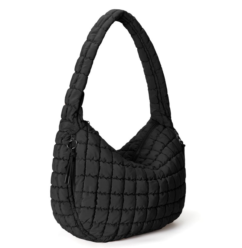 Yarnic Black Quilted Tote Bag Puffer Large Quilting Carryall Shoulder Bag Puffy Lightweight Quilt Padding Hobo Bag Soft for Women Fashion - Image 1