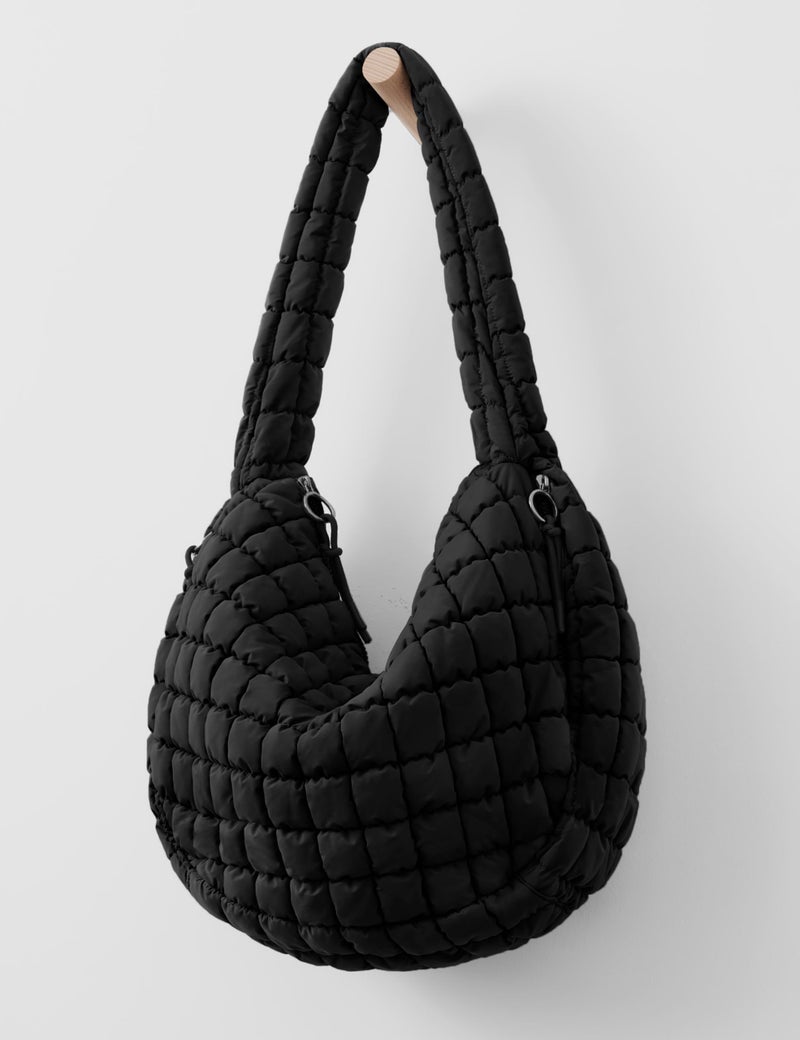 Yarnic Black Quilted Tote Bag Puffer Large Quilting Carryall Shoulder Bag Puffy Lightweight Quilt Padding Hobo Bag Soft for Women Fashion - Image 4