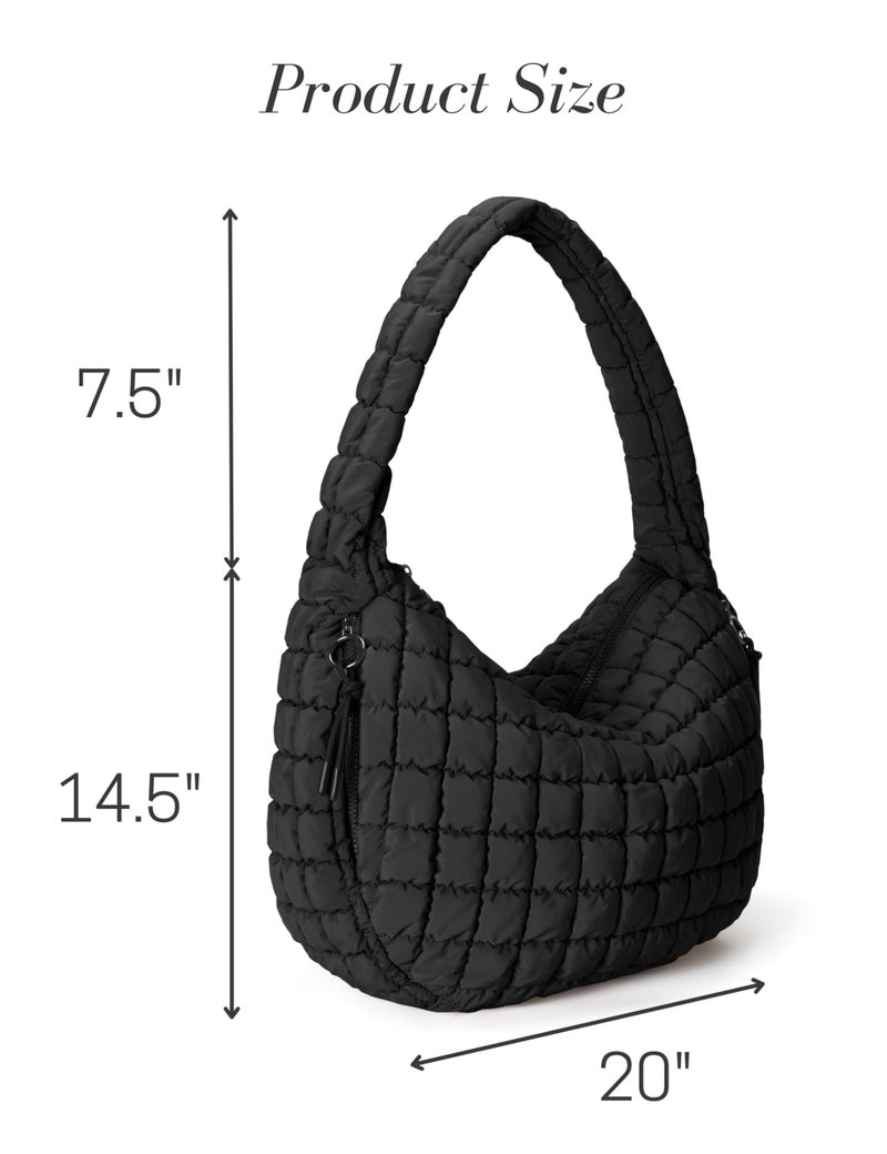 Yarnic Black Quilted Tote Bag Puffer Large Quilting Carryall Shoulder Bag Puffy Lightweight Quilt Padding Hobo Bag Soft for Women Fashion - Image 5