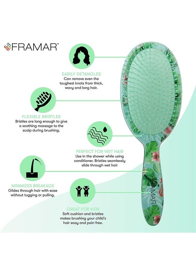 framar Wet Hair Brush for Curly Hair – Detangle Brush Hair, Womens Hair Brush Wet, Detangling Brush for Curly Hair, Green  - Image 2