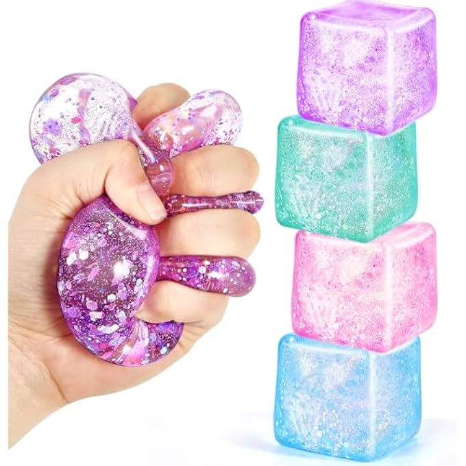 UGYWI Squishy Fidget Toys for Kids & Adults: 4 Pack Cube Sensory Squeeze Toy - Large Size 2.16'', Stress Anxiety Relief Balls, Gifts for Girls Boys Teens Party Favors, Toys for Ages 6 7 8 12 Years Old - Image 1